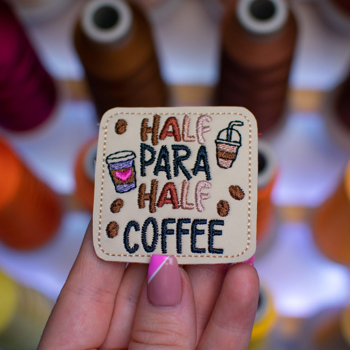 Half Para Half Coffee Feltie Embroidery Design