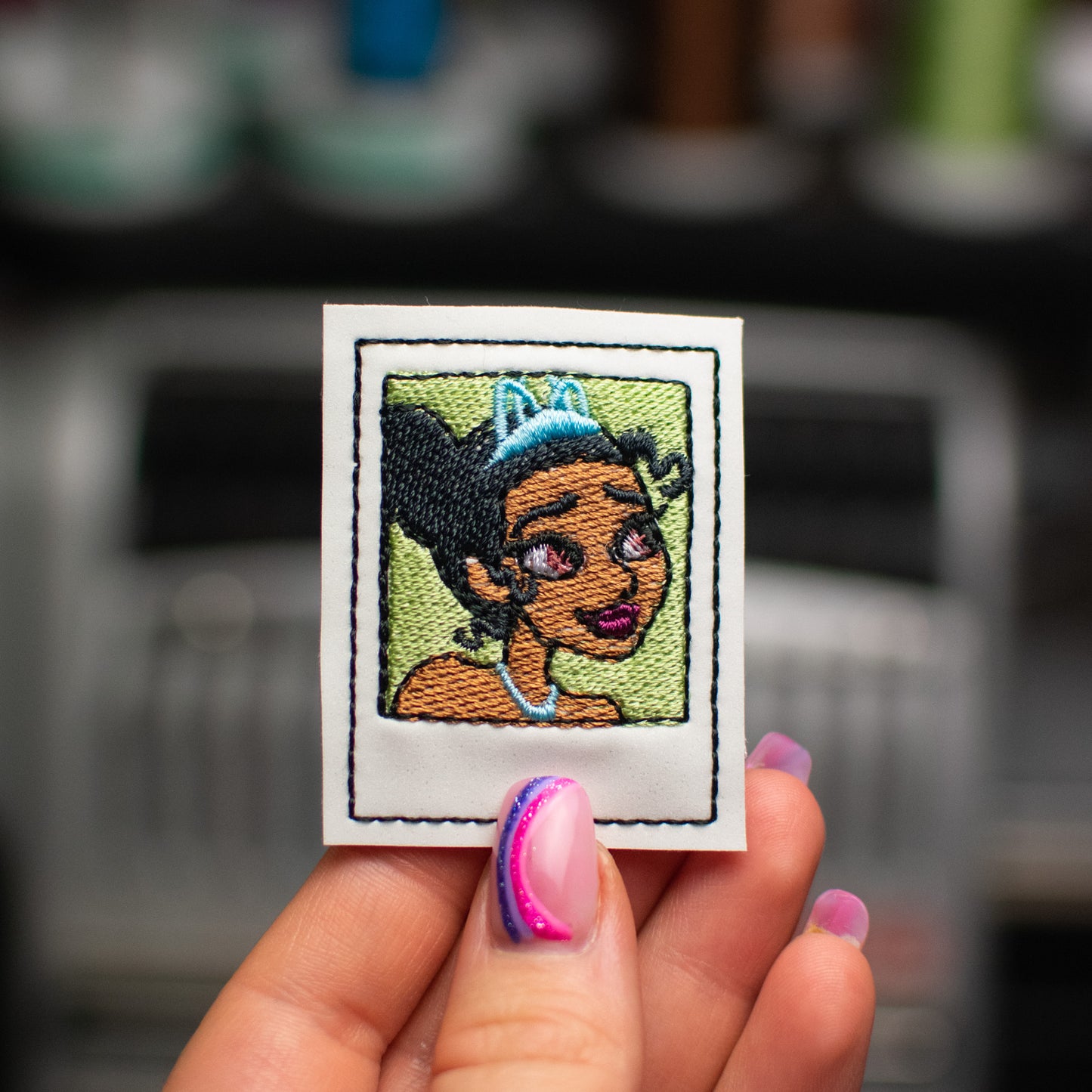 Frog Princess Polaroid Feltie Embroidery Design