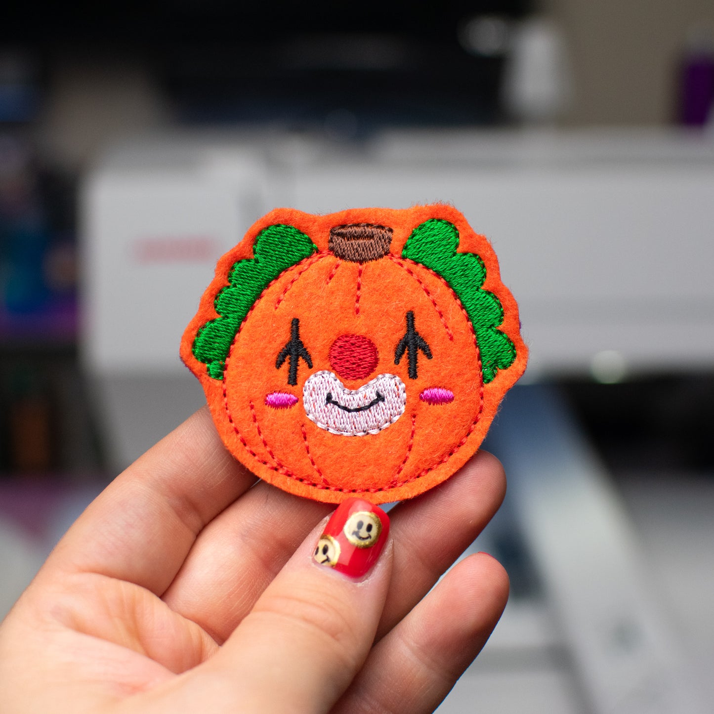 Clown Pumpkin Feltie Embroidery Design