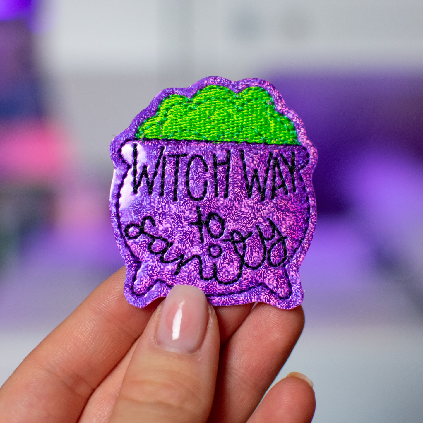 Witch Way to Sanity Feltie Embroidery Design