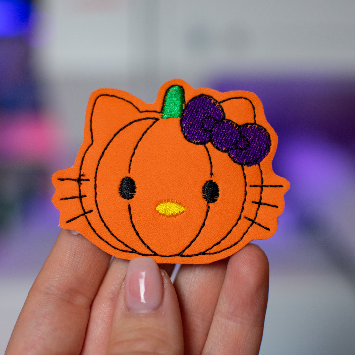 Pumpkin Cat Feltie Embroidery Design