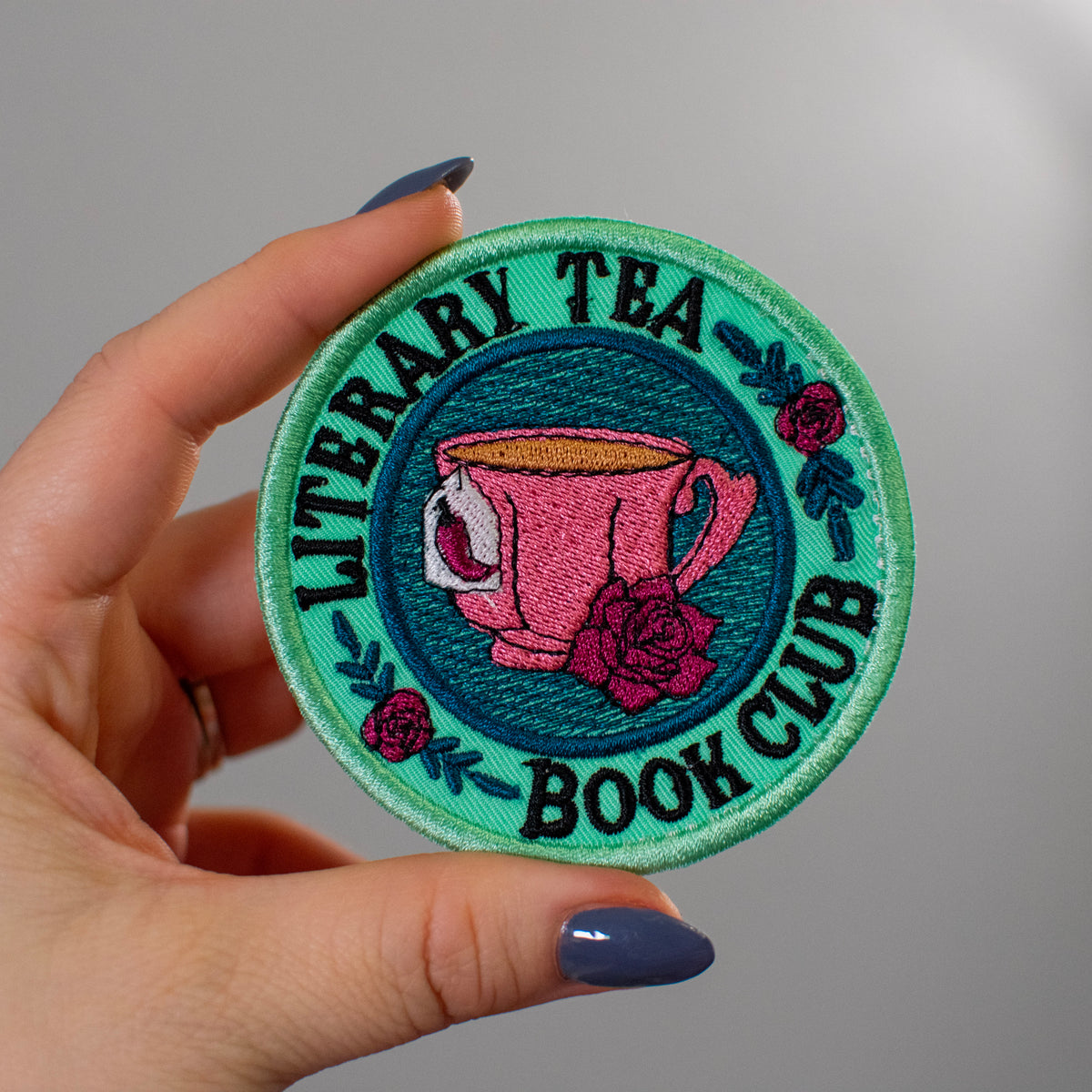 Literary Tea Book Club Patch Embroidery Design