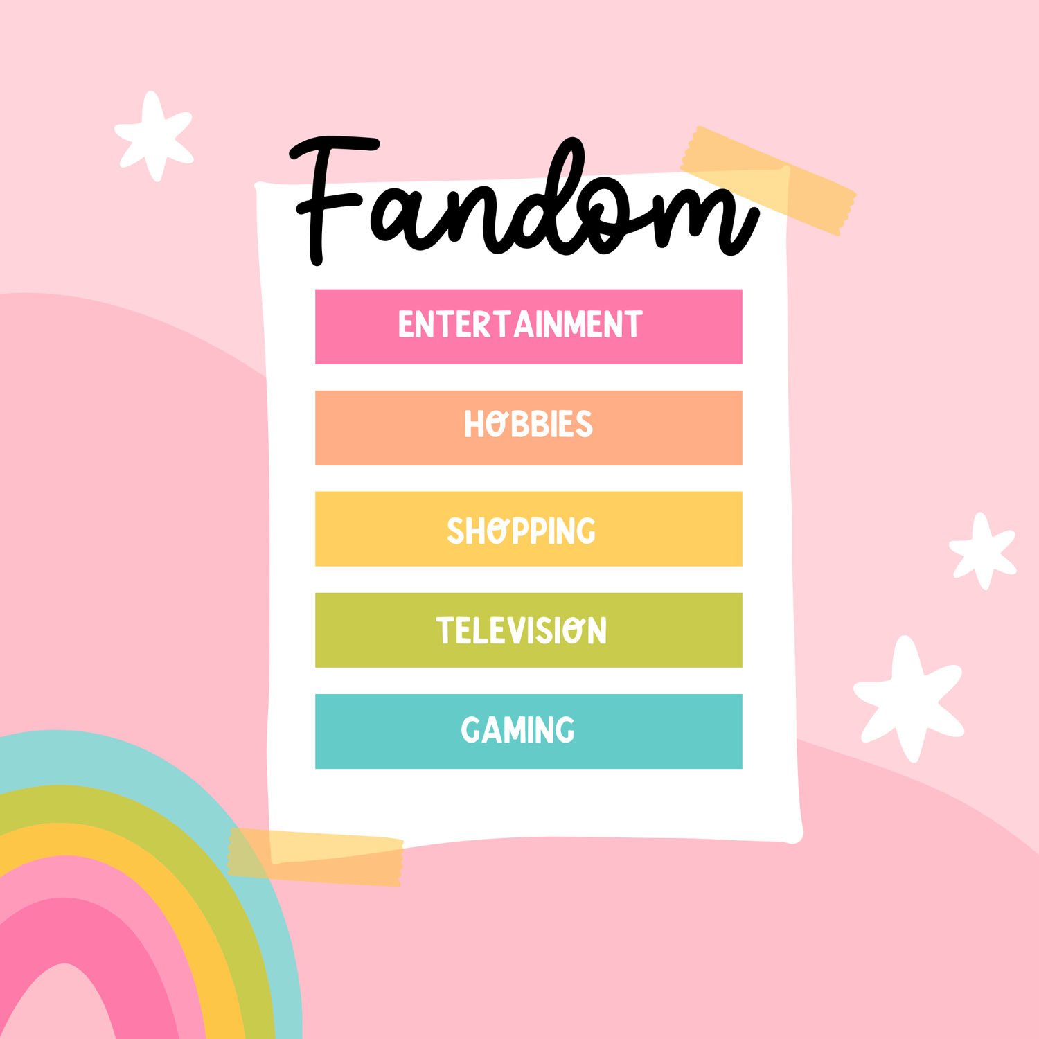 Fandom + Hobbies + Entertainment