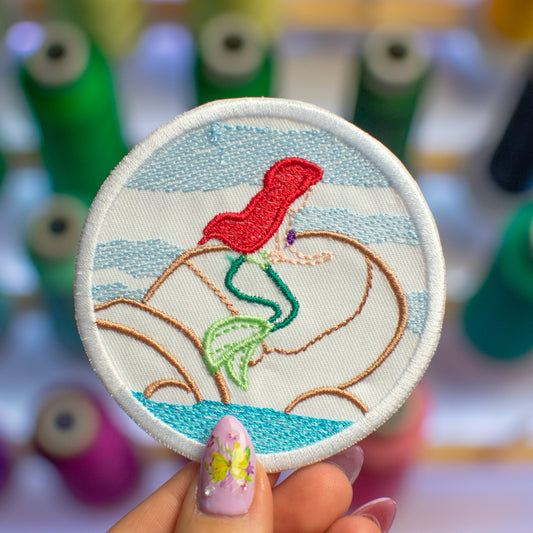 Mermaid Rock Patch Embroidery Design