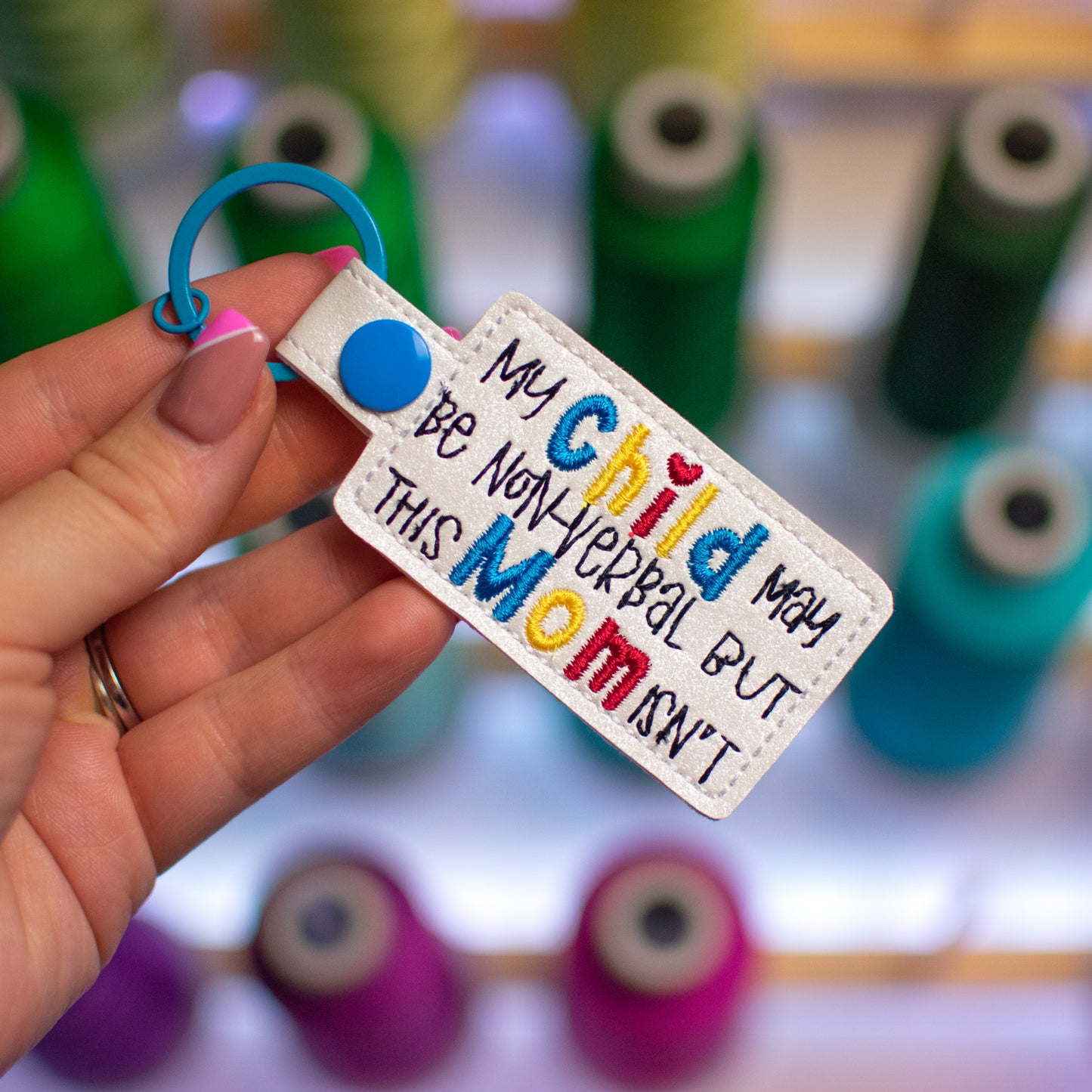 Non Verbal Child Keychain Embroidery Design