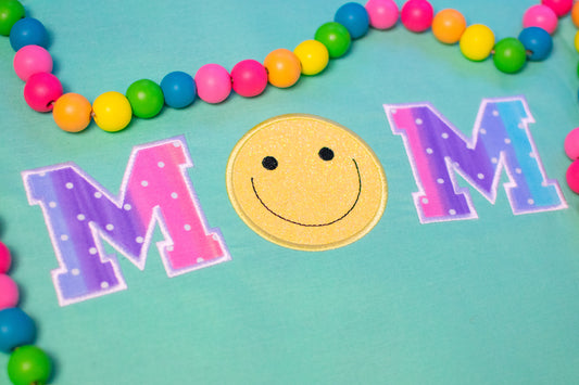 Smiley Mom Applique Embroidery Design