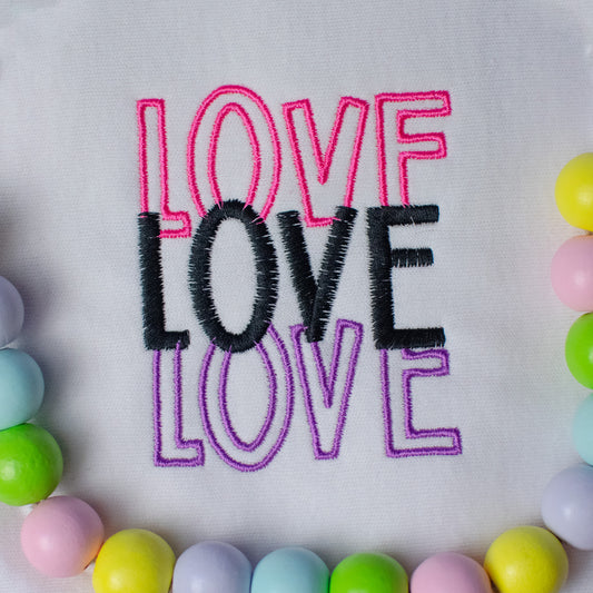Love Love Love Embroidery Design