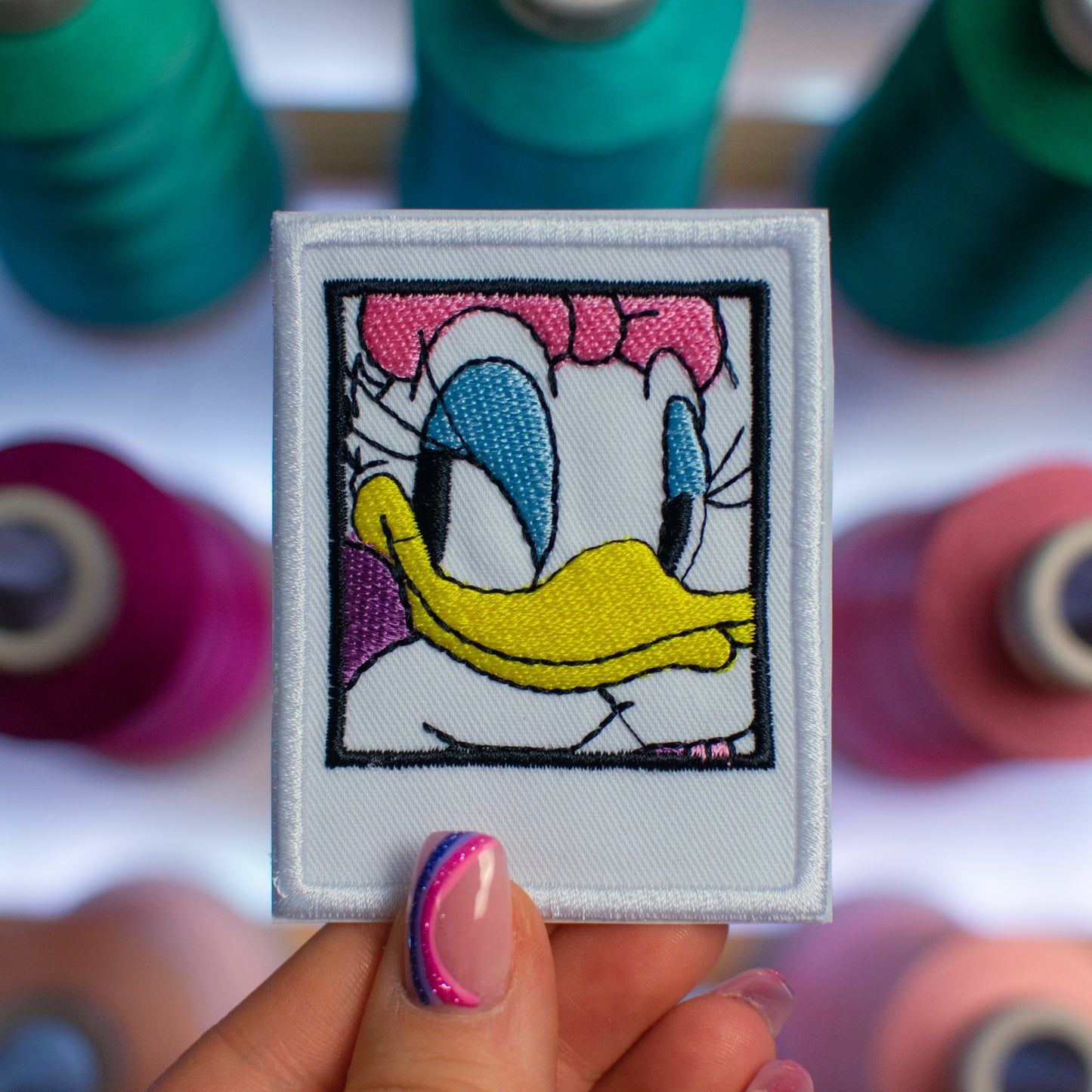 Girl Duck Polaroid Patch Embroidery Design