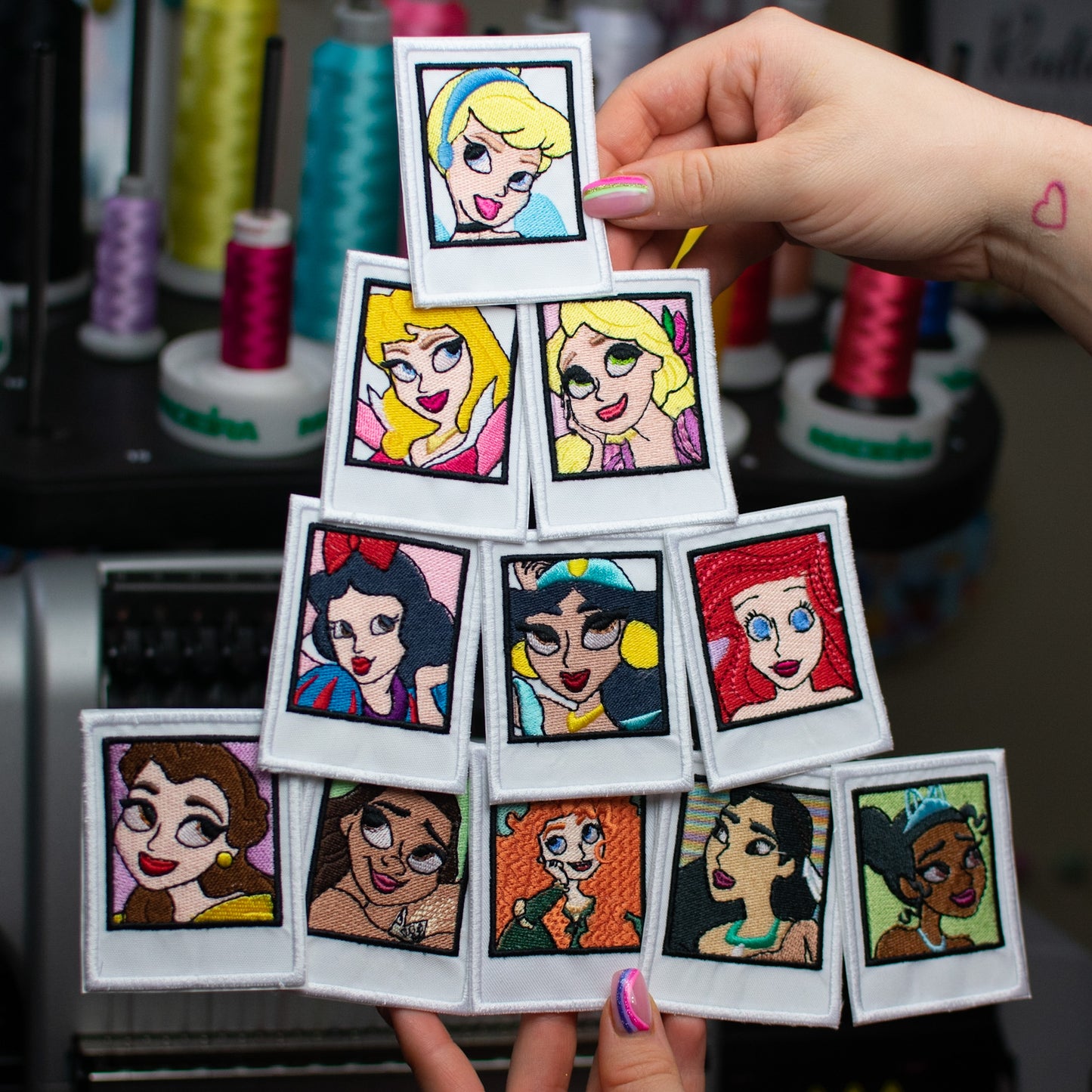 Princess Polaroid Patch Embroidery Design Bundle