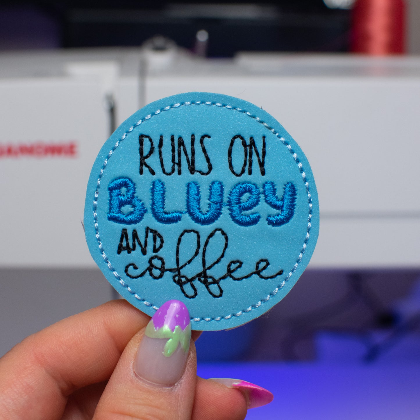 Runs on Heelers and Coffee Feltie Embroidery Design