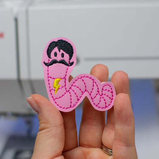 Mustache Worm Feltie Embroidery Design