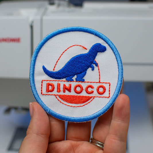 Dino Gas Station Patch Embroidery Design