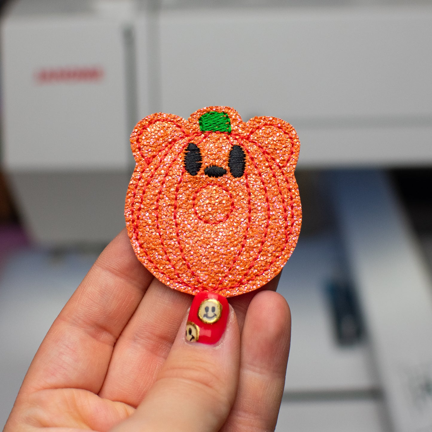 Pumpkin Bear Donut Feltie Embroidery Design