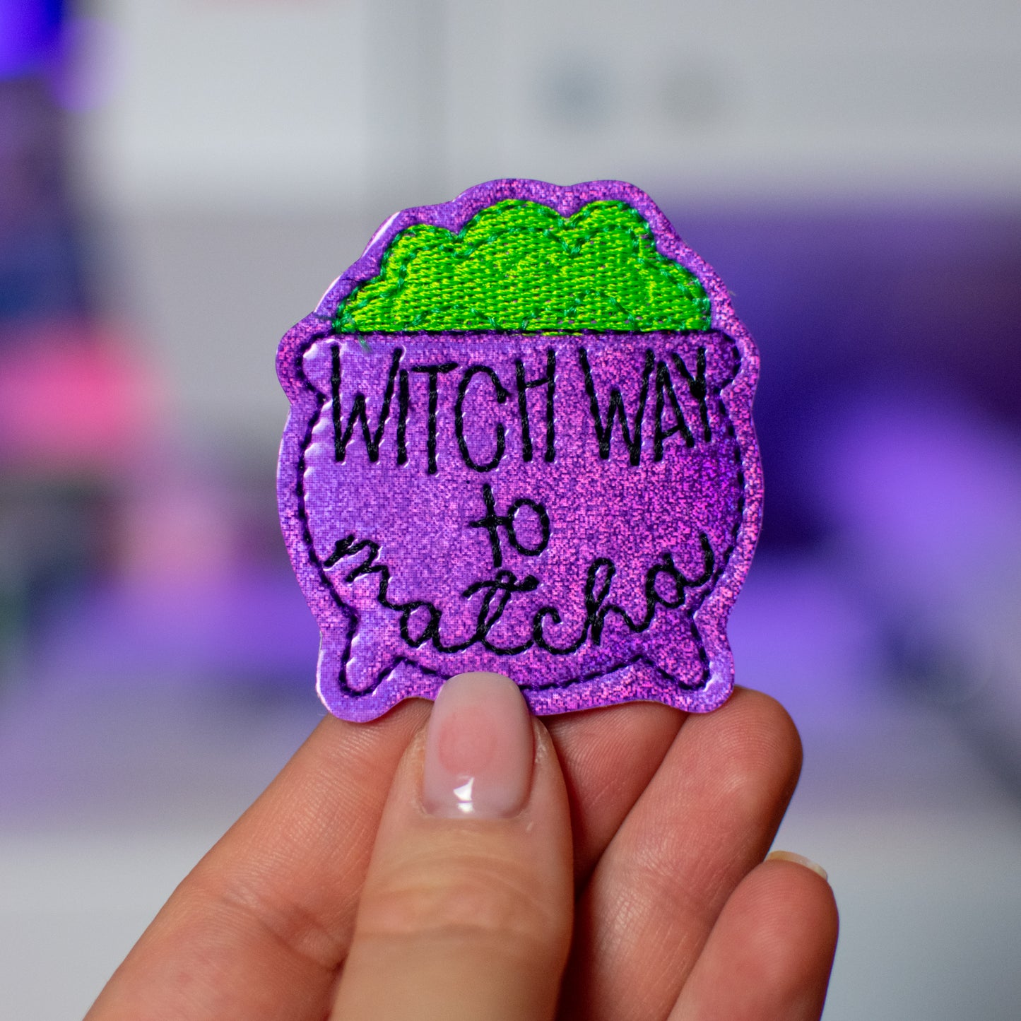 Witch Way to Matcha Feltie Embroidery Design