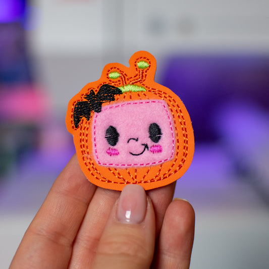 Pumpkin TV Feltie Embroidery Design