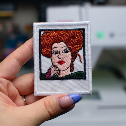 Red Haired Witch Polaroid Patch Embroidery Design
