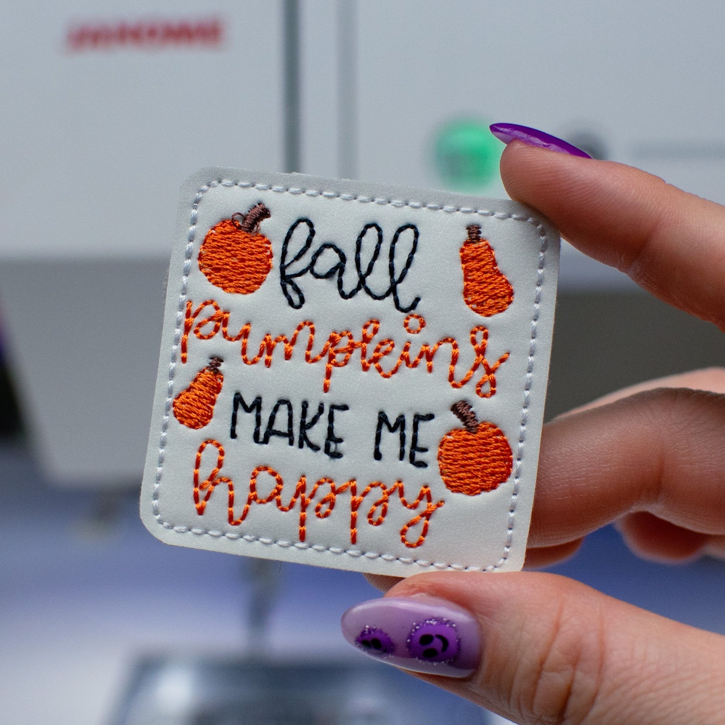 Fall Pumpkins Make Me Happy Feltie Embroidery Design