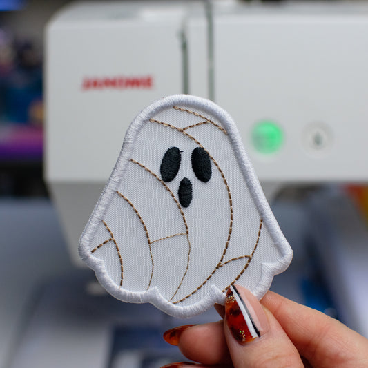 Ghost Concha Patch Embroidery Design