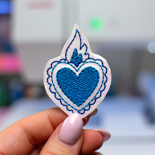 Flame Heart Feltie Embroidery Design