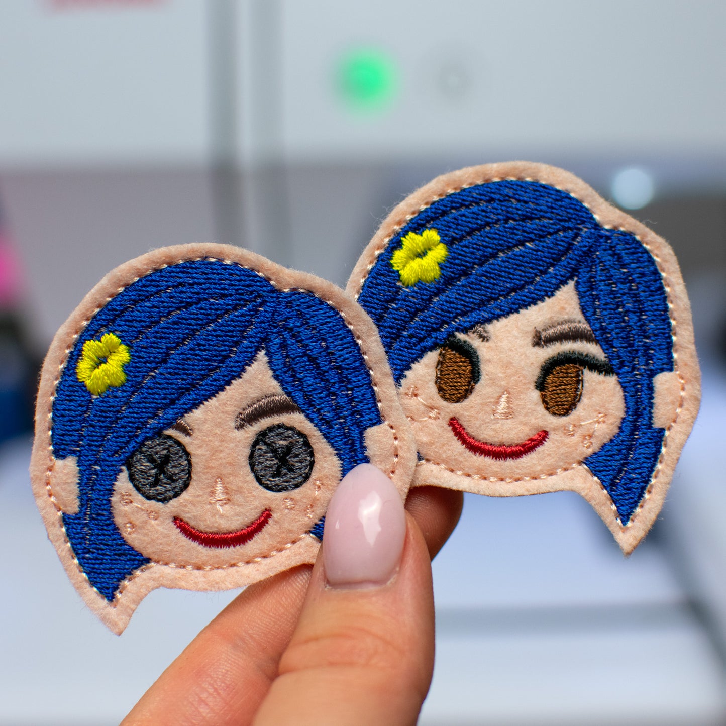 Button Girl Feltie Duo Embroidery Design