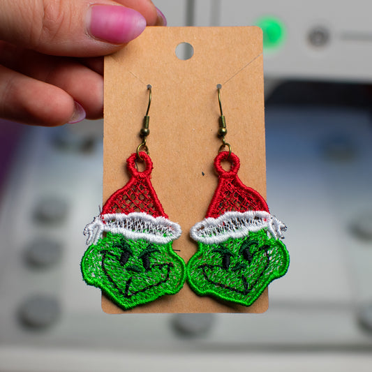 Grouch Christmas Lace Earrings