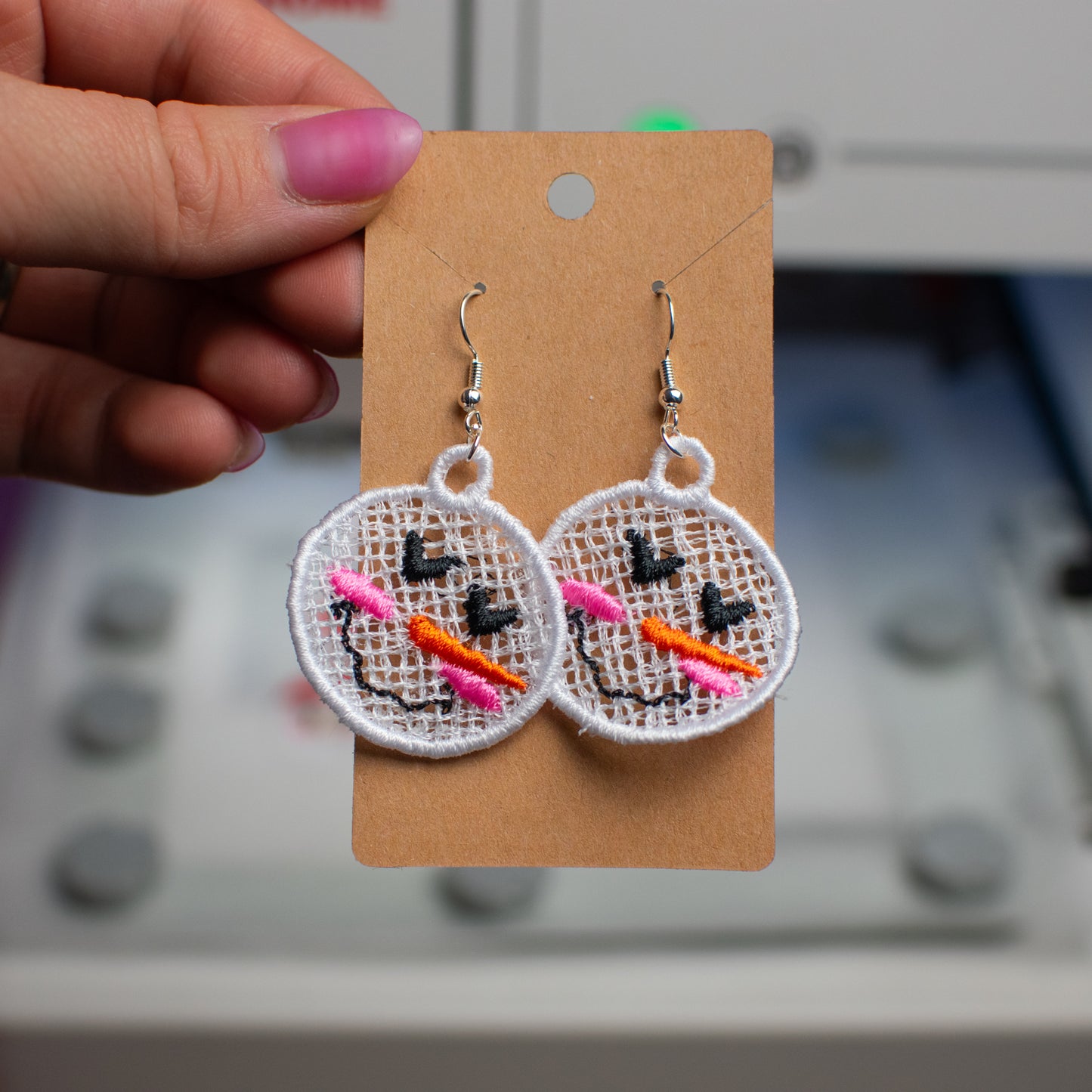 Snowman Face Lace Earrings