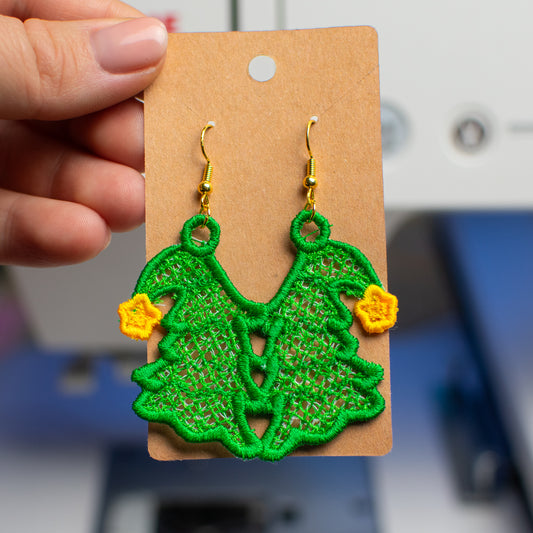 Whimsical Christmas Tree Lace Earrings