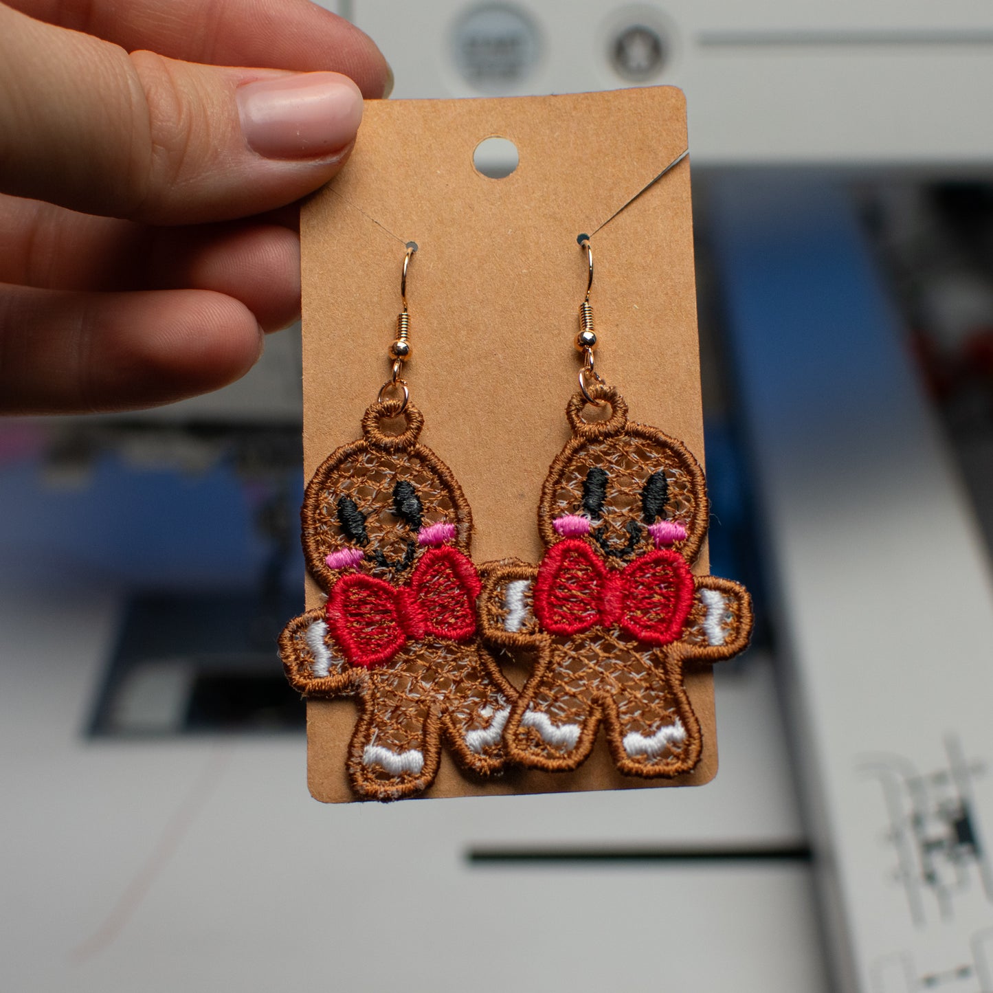 Gingerbread Man Lace Earrings