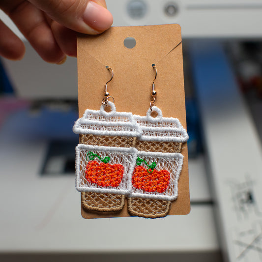 Pumpkin Coffee Lace Earrings