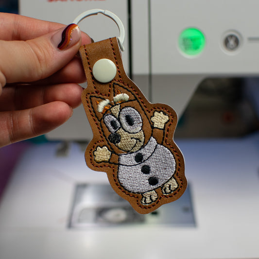 Snowman Heeler Keychain Embroidery Design