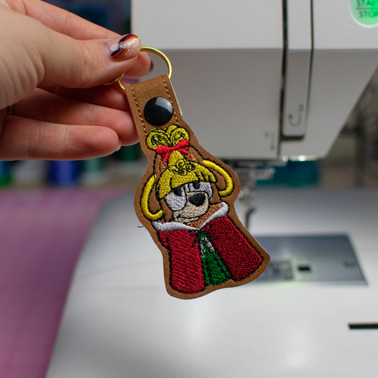 Christmas Village Dog Keychain Embroidery Design