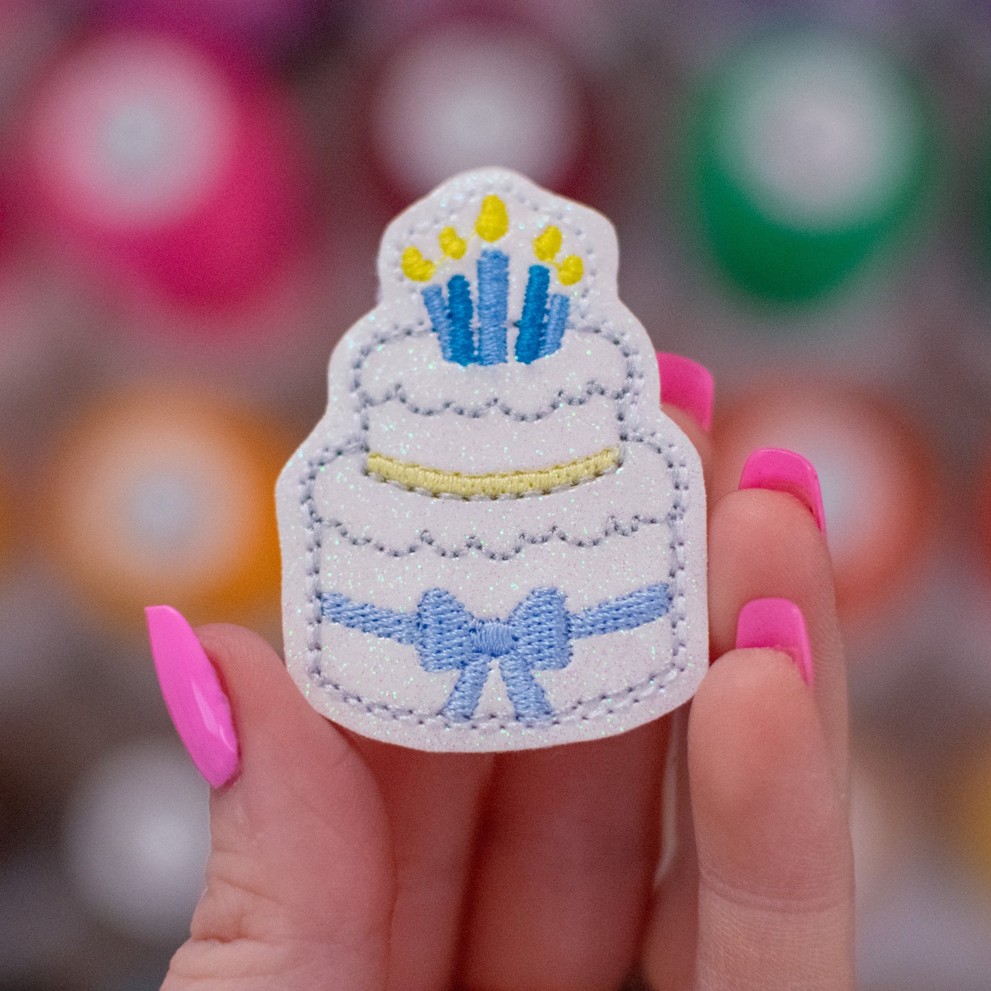 Blue Birthday Cake Feltie Embroidery Design