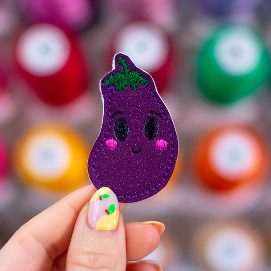 Kawaii Eggplant Feltie Embroidery Design