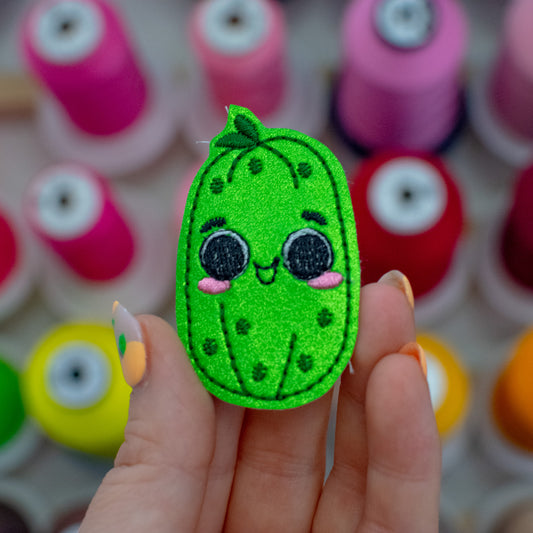 Kawaii Cucumber Feltie Embroidery Design