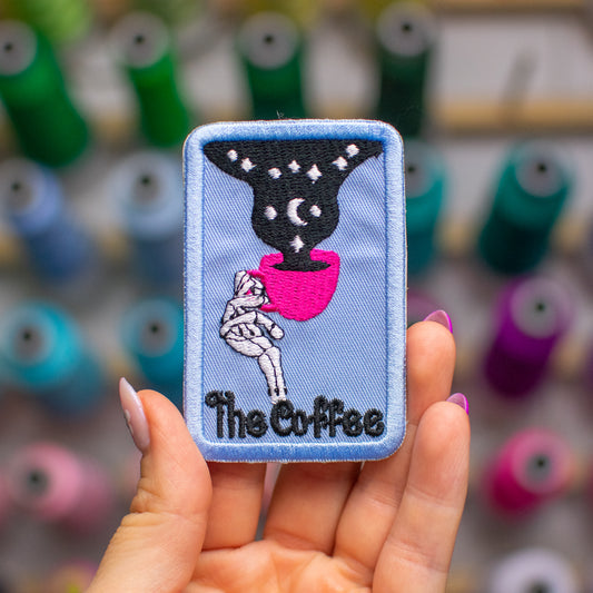 Coffee Tarot Card Patch Embroidery Design