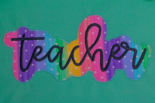 Teacher ZigZag Applique Embroidery Design