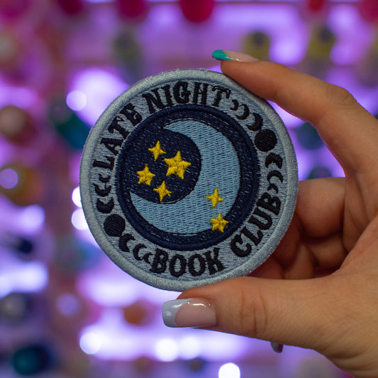 Late Night Book Club Patch Embroidery Design