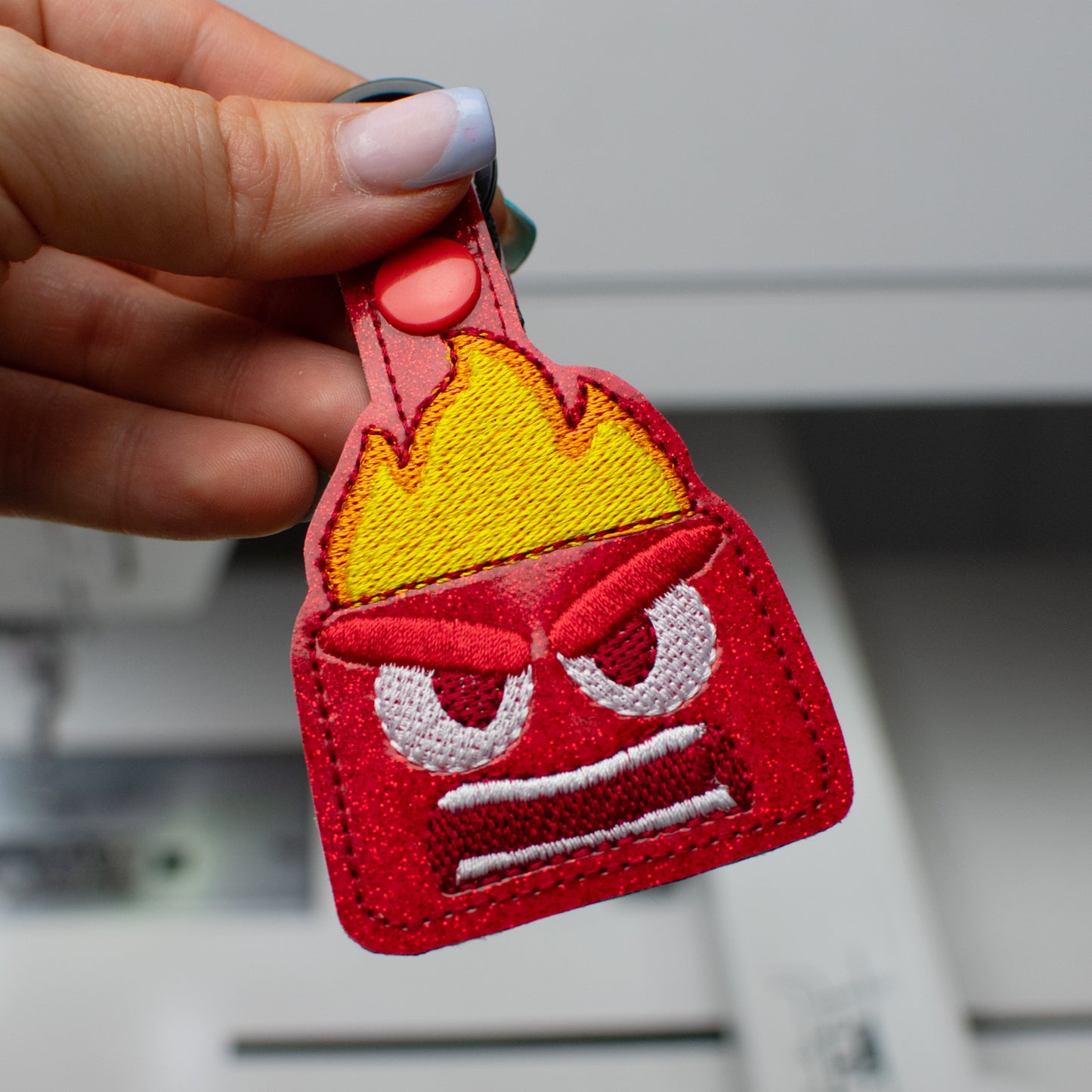 Red Emotion Keychain Embroidery Design