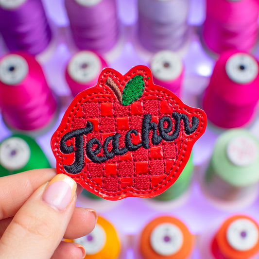 Retro Teacher Apple Feltie Embroidery Design