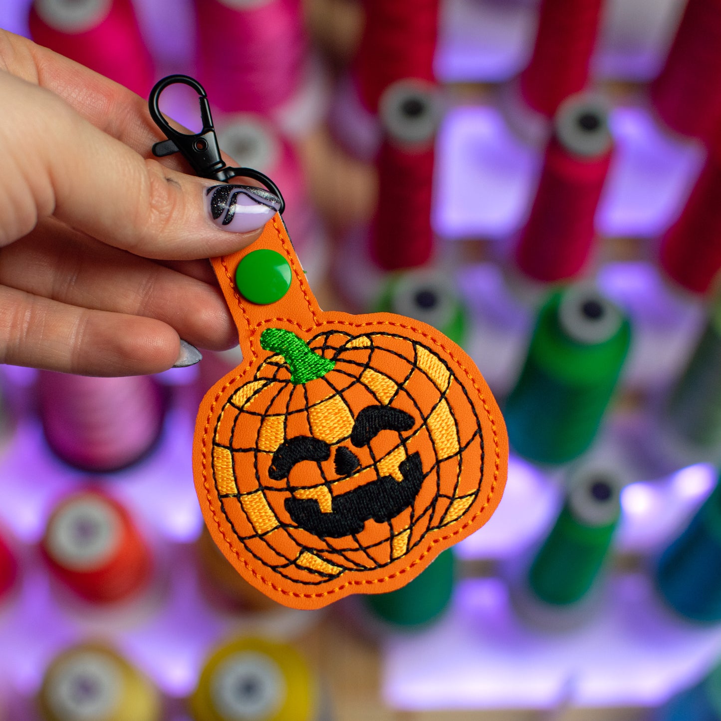 Disco Pumpkin Keychain Embroidery Design