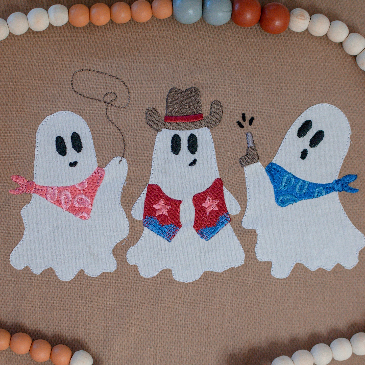 Cowboy Ghost Trio Applique Embroidery Design