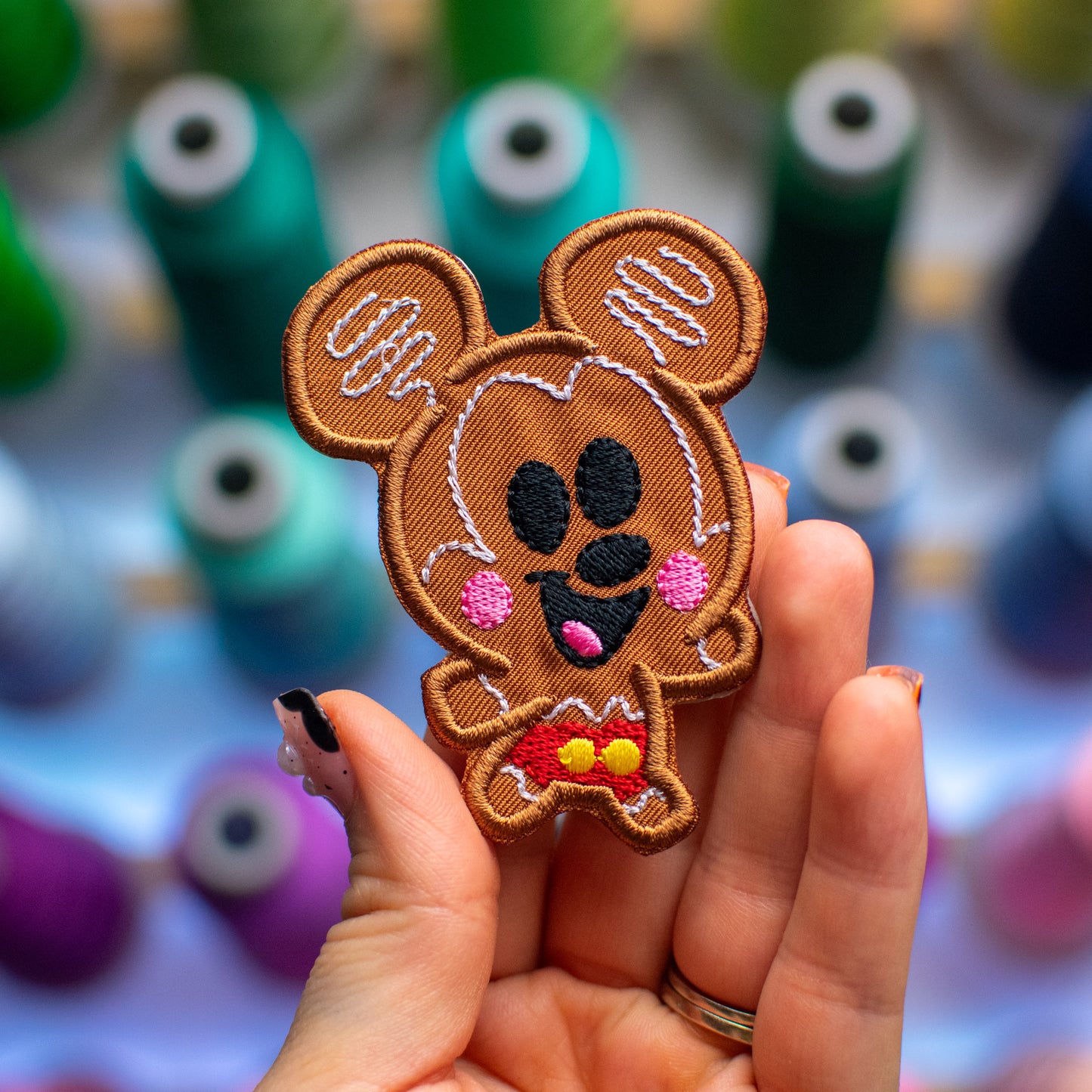 Gingerbread Mouse Patch Embroidery Design