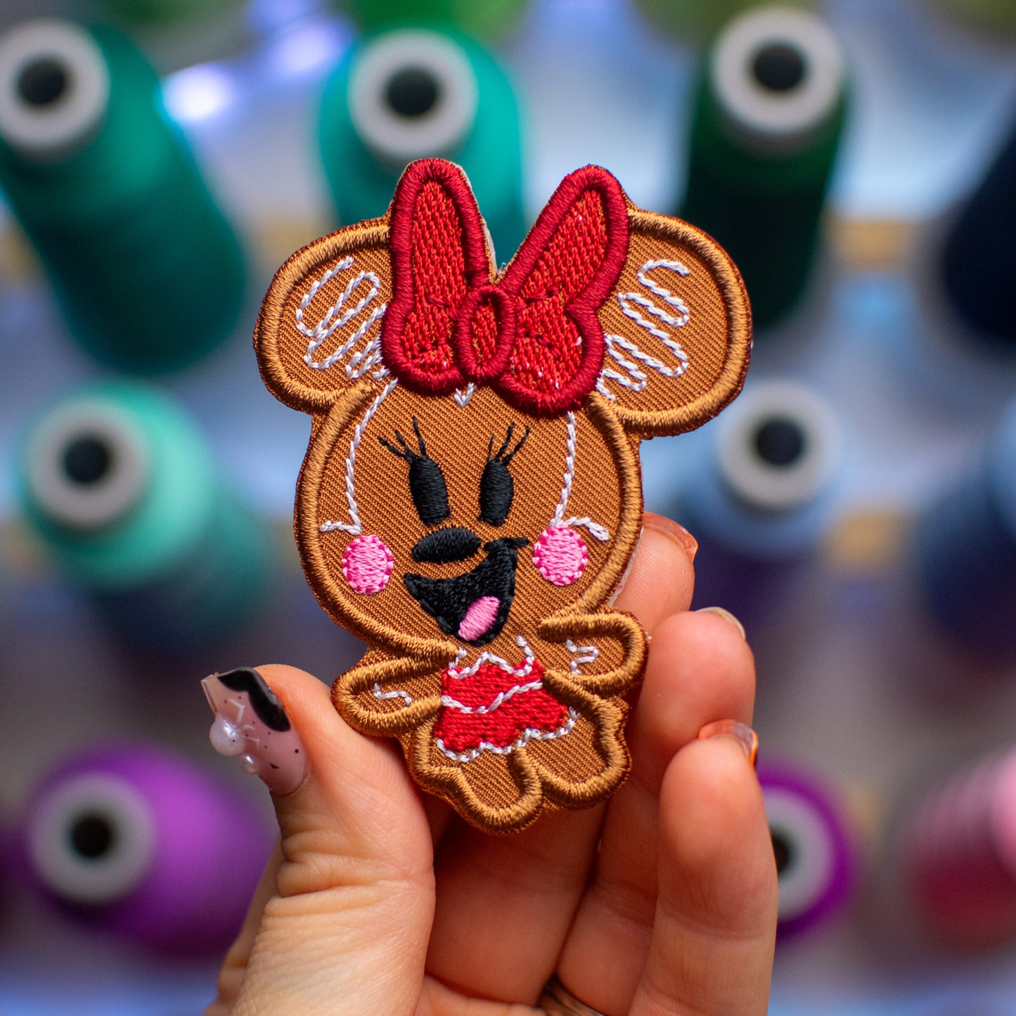 Girly Mouse Gingerbread Patch Embroidery Design