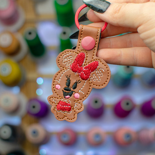 Girly Gingerbread Mouse Keychain Embroidery Design