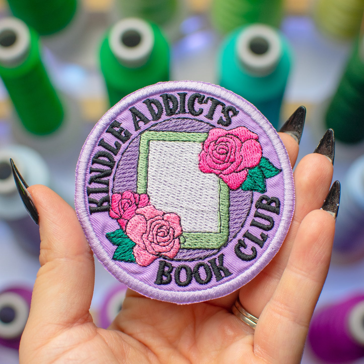 Kindle Addict Book Club Patch Embroidery Design