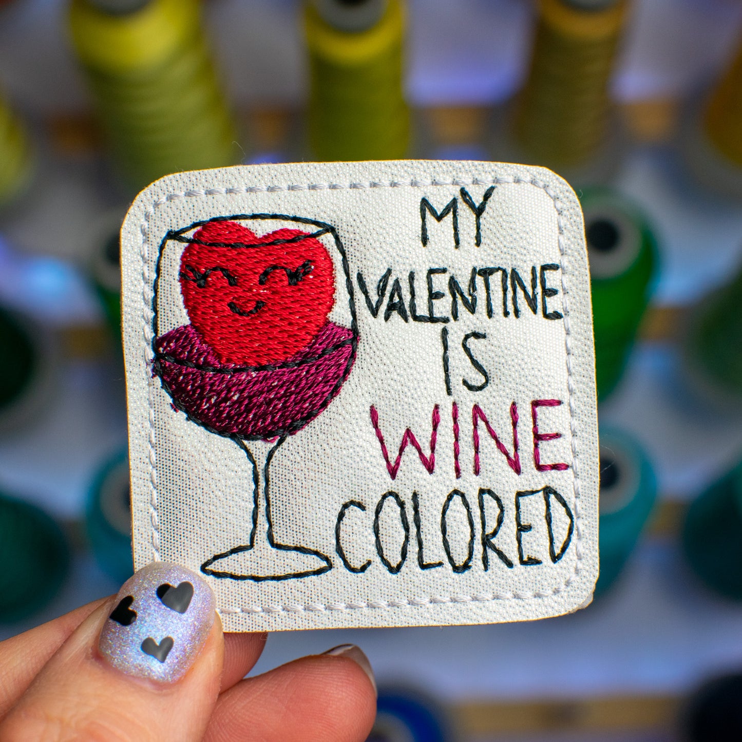 Wine Colored Valentine Feltie Embroidery Design