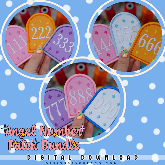 Angel Number Patch Embroidery Design Bundle