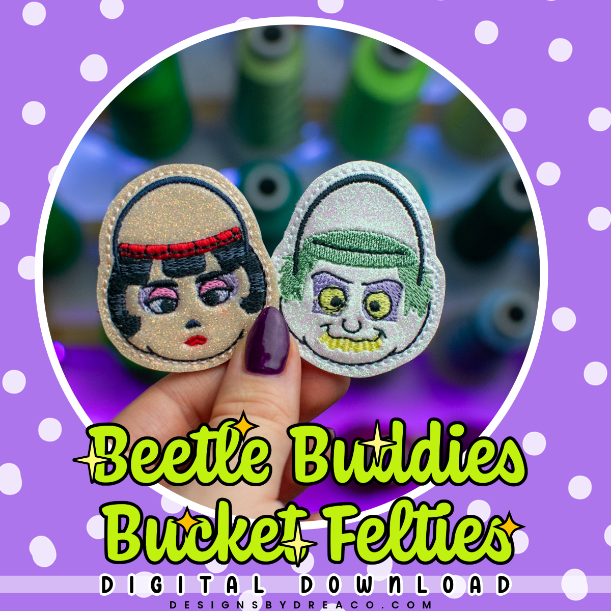 Beetle Buddies Bucket Feltie Embroidery Design