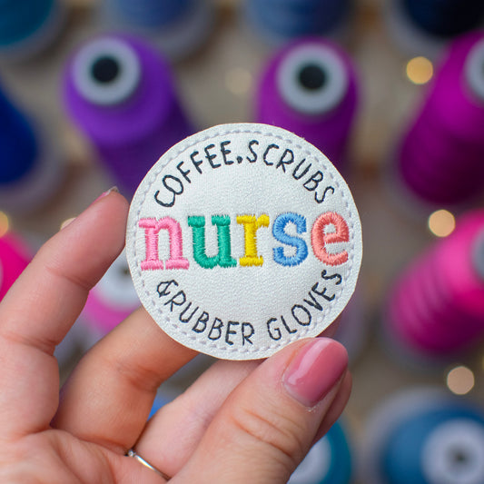 Coffee Scrubs Nurse Feltie Embroidery Design