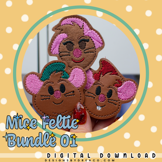 Mice Feltie Embroidery Design Set 01